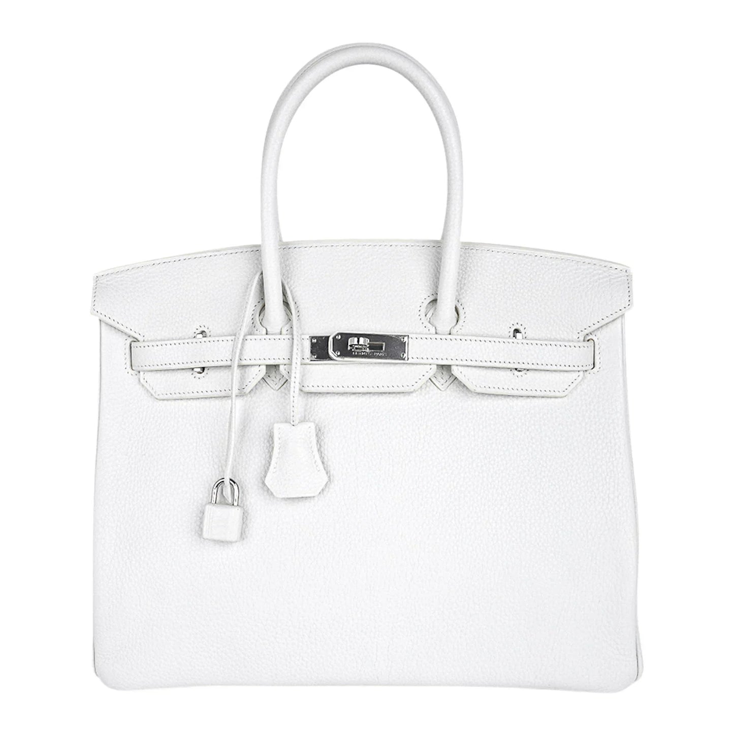 Birkin 35 Bag White Clemence Leather with Palladium Hardware