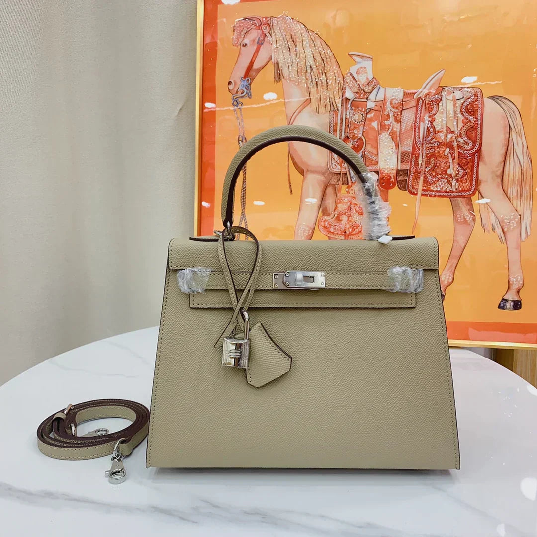 Kelly Sellier Craie and Trench Epsom Brushed Palladium Hardware