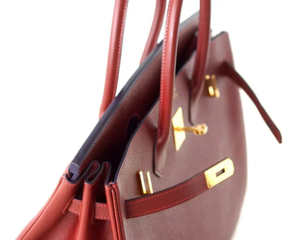 Birkin 35 Bag Red Rouge H Limited Edition Contour Navy Gold