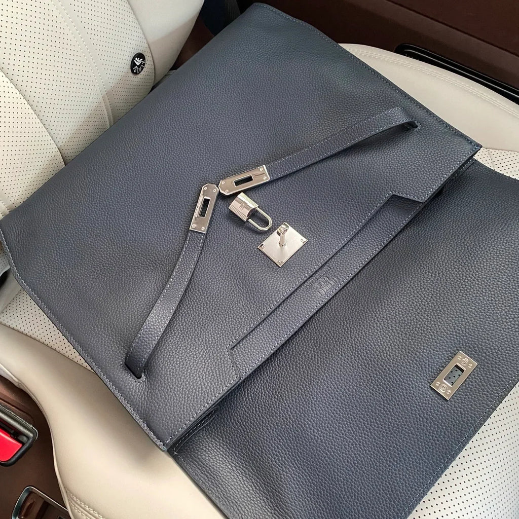Kelly Depeches 36 Document Holder In Bleu De Prusse Togo Calfskin