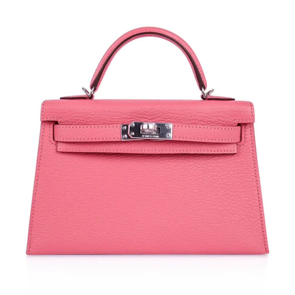 Kelly 20 Mini Sellier Bag Rose Lipstick Chevre Leather Palladium Hardware