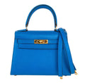 Vintage Kelly 20 Sellier Mini Blue de France Courchevel Gold Hardware