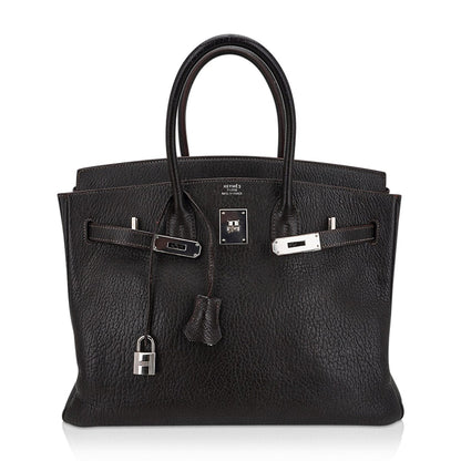 Birkin 35 Bag Cocoan Brown Chevre Leather with Palladium Hardware