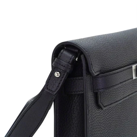 Kelly Depeches 25 Pouch Bag Blue Ocean Togo Leather with Palladium Hardware