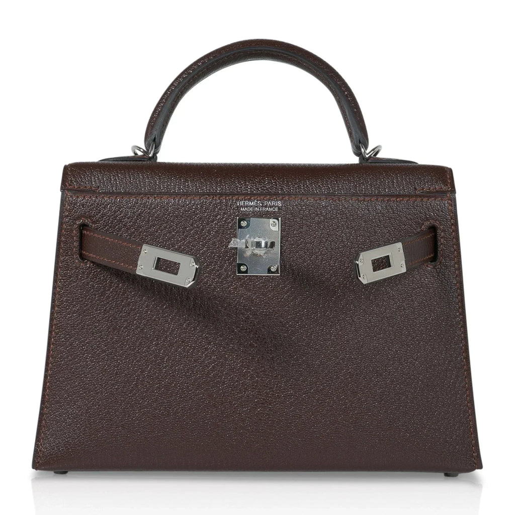 Kelly 20 Bi-Color Mini Sellier Bag Havane / Etrusque Chevre Palladium