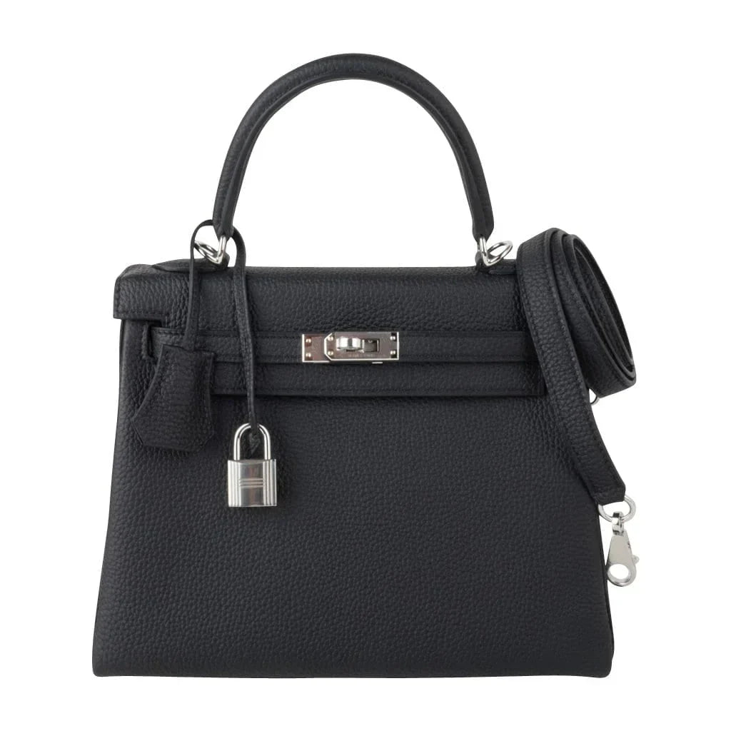 Kelly 25 Bag Black Togo Palladium Hardware (Retourne)