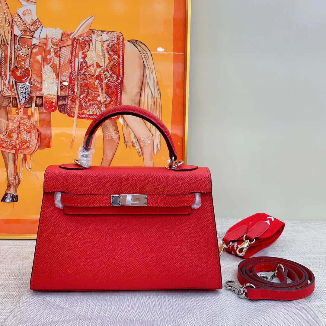 Kelly Sellier Rouge Tomate Epsom Palladium Hardware
