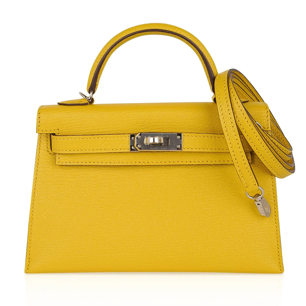 Verso Mini Kelly 20 Bag Sellier Jaune de Naples & Gold Chevre Leather with Palladium Hardware