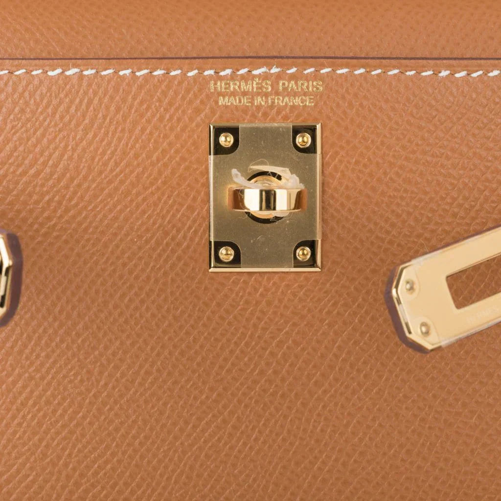 Mini Kelly 20 Bag Sellier Gold Epsom Leather with Gold Hardware