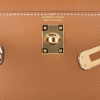 Mini Kelly 20 Bag Sellier Gold Epsom Leather with Gold Hardware