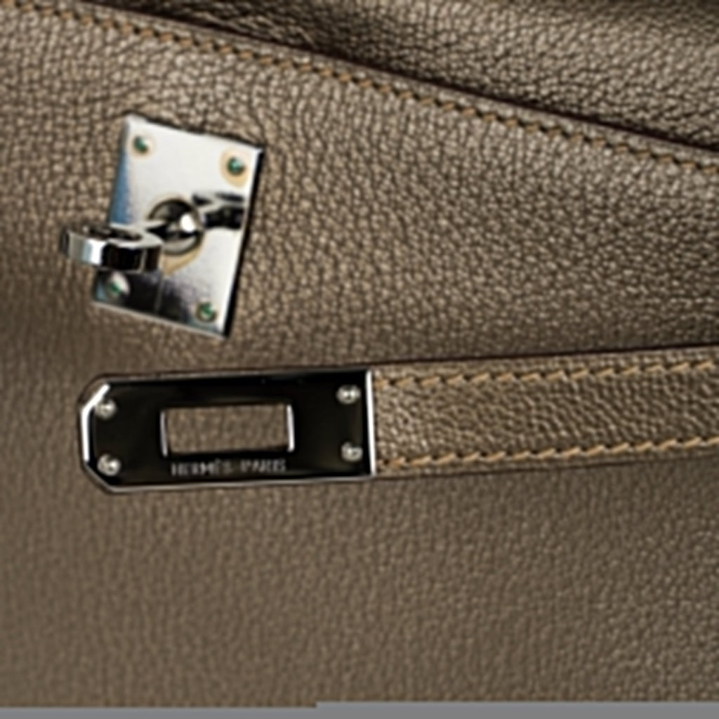 Kelly Pochette Metallic Bronze Clutch Bag Chevre Palladium