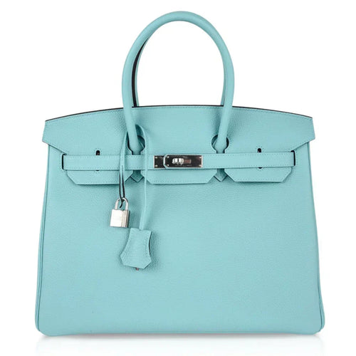 Birkin 35 Bag Fresh Blue Atoll Togo Palladium Hardware