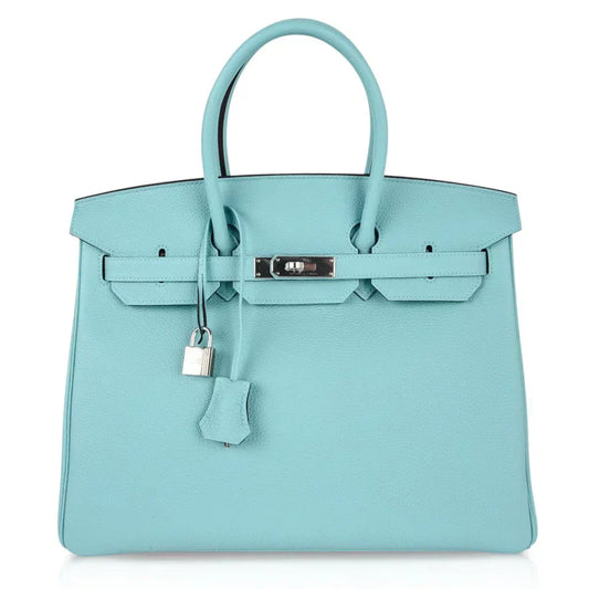 Birkin 35 Bag Fresh Blue Atoll Togo Palladium Hardware