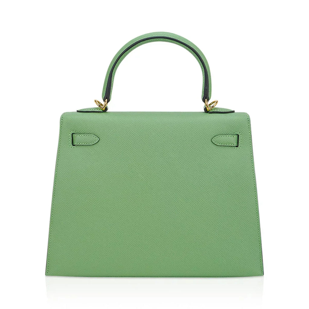 Kelly 25 Sellier Bag Vert Criquet Epsom Leather with Gold Hardware