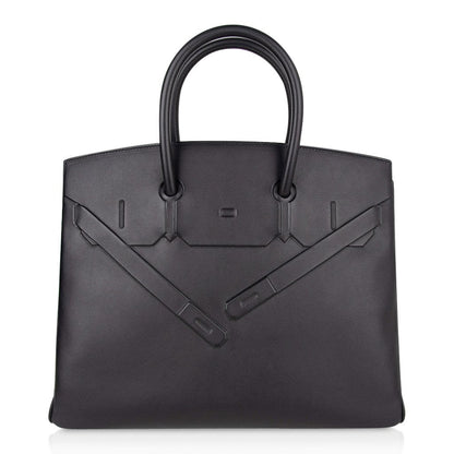 Shadow Birkin 35 Bag Limited Edition Black Swift Leather New