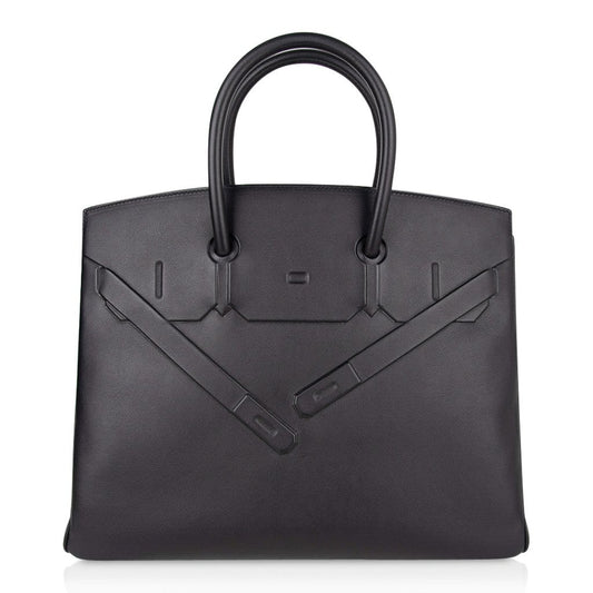 Shadow Birkin 35 Bag Limited Edition Black Swift Leather New