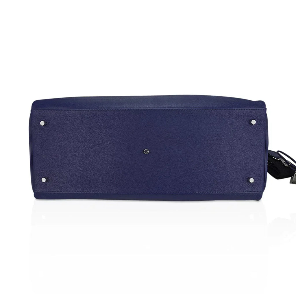Kelly 50 Voyage Blue De Malte Bag Palladium Hardware Novillo Leather Limited Edition