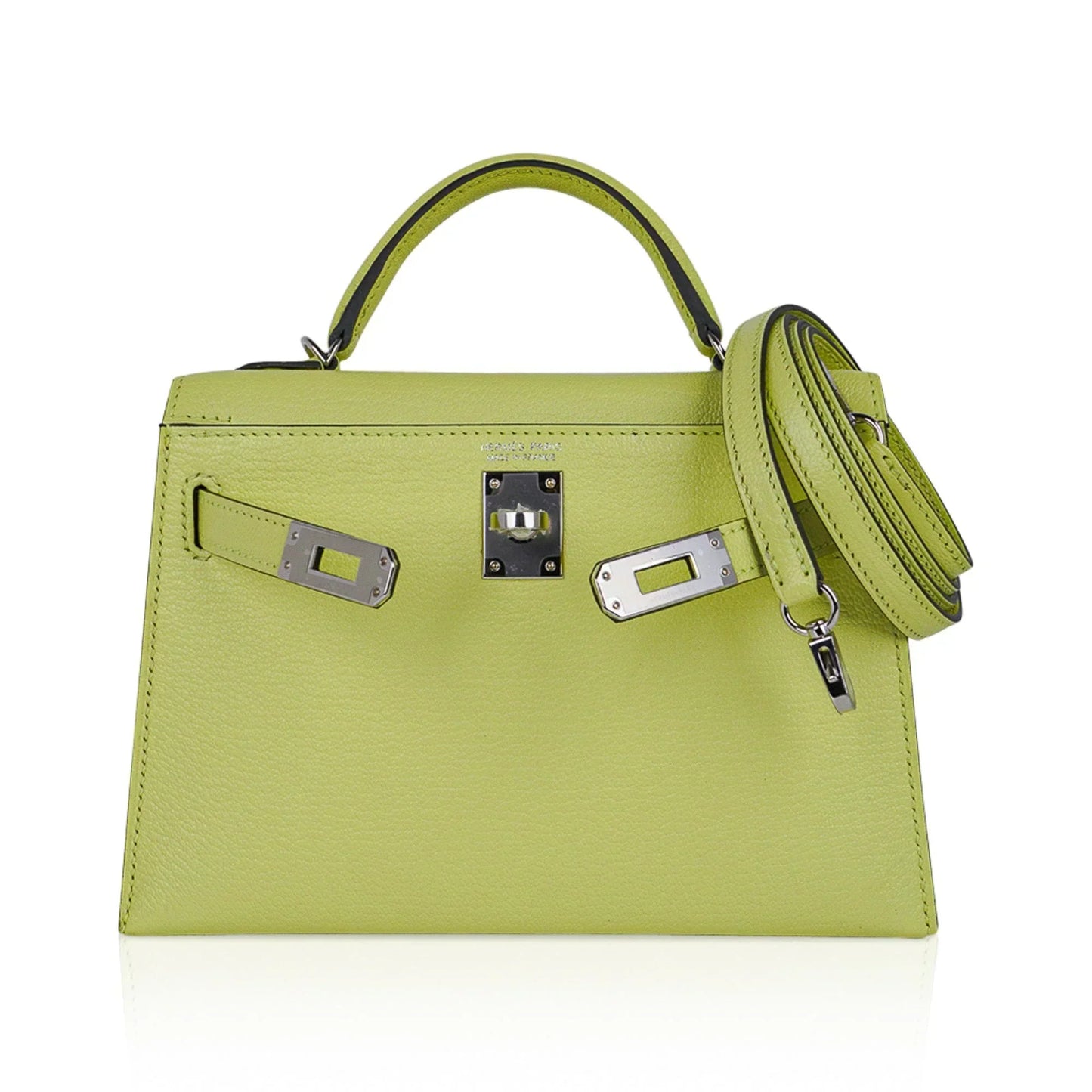 Mini Kelly 20 Bag Sellier Jaune Bourgeon Chevre Leather with Palladium Hardware
