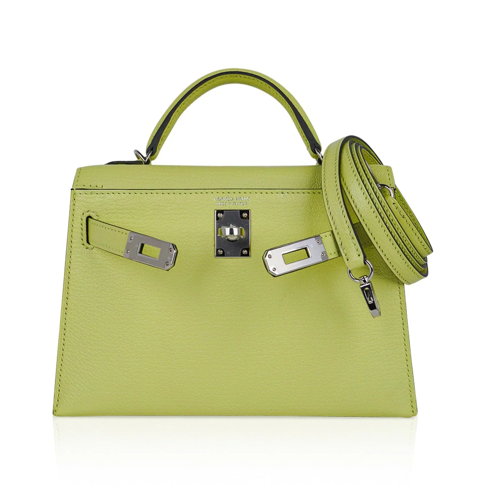 Mini Kelly 20 Bag Sellier Jaune Bourgeon Chevre Leather with Palladium Hardware