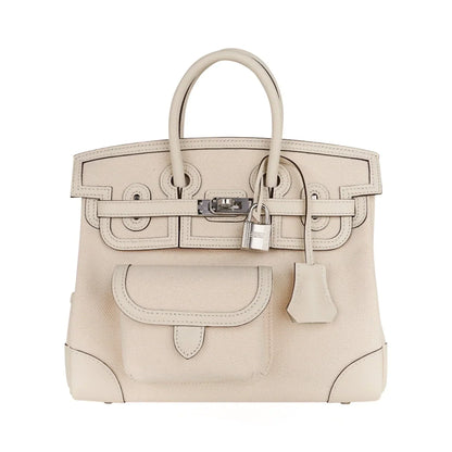 Birkin 25 Cargo Nata Toile Goeland Bag Swift Leather Trim Limited Edition