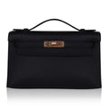 Kelly Pochette Bag Black Rose Gold Hardware Clutch
