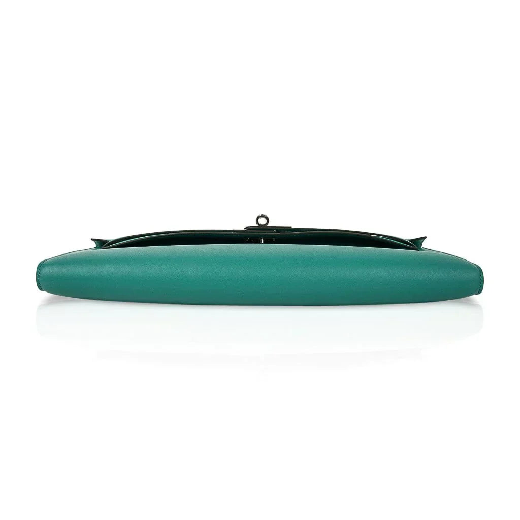 Kelly Cut Vert Verone Clutch Bag Swift Palladium