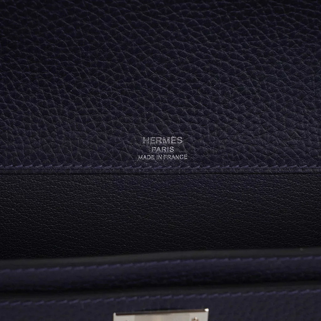 Kelly Depeches 25 Pouch Blue Ocean Galop D’Vache Leather with Palladium Hardware