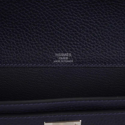 Kelly Depeches 25 Pouch Blue Ocean Galop D’Vache Leather with Palladium Hardware