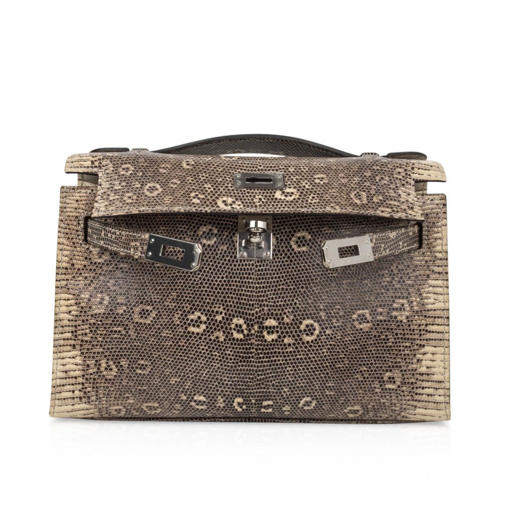 Kelly Pochette Bag Ombre Lizard Clutch Palladium Hardware Very Rare