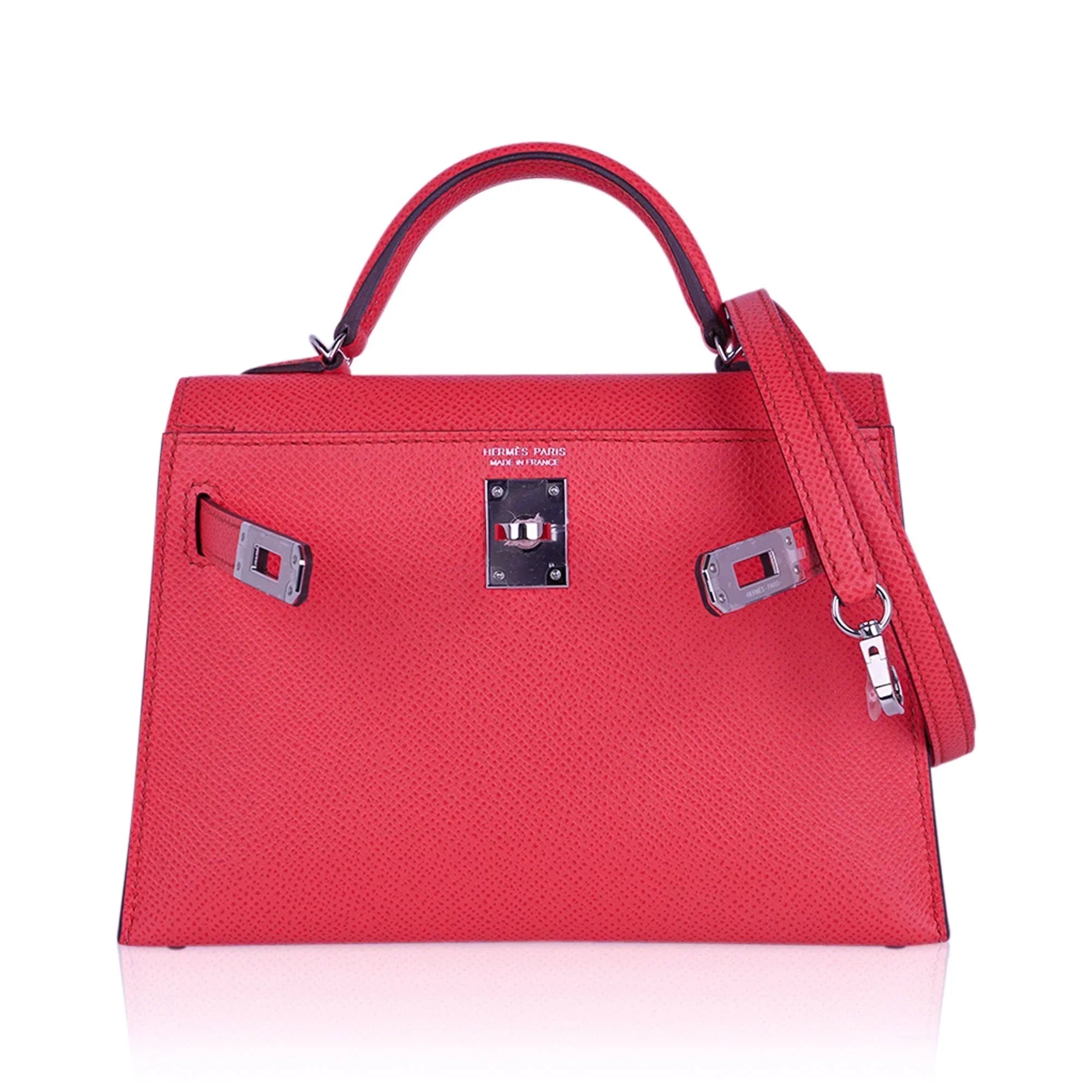 Mini Kelly 20 Bag Sellier Rose Texas Epsom with Palladium Hardware
