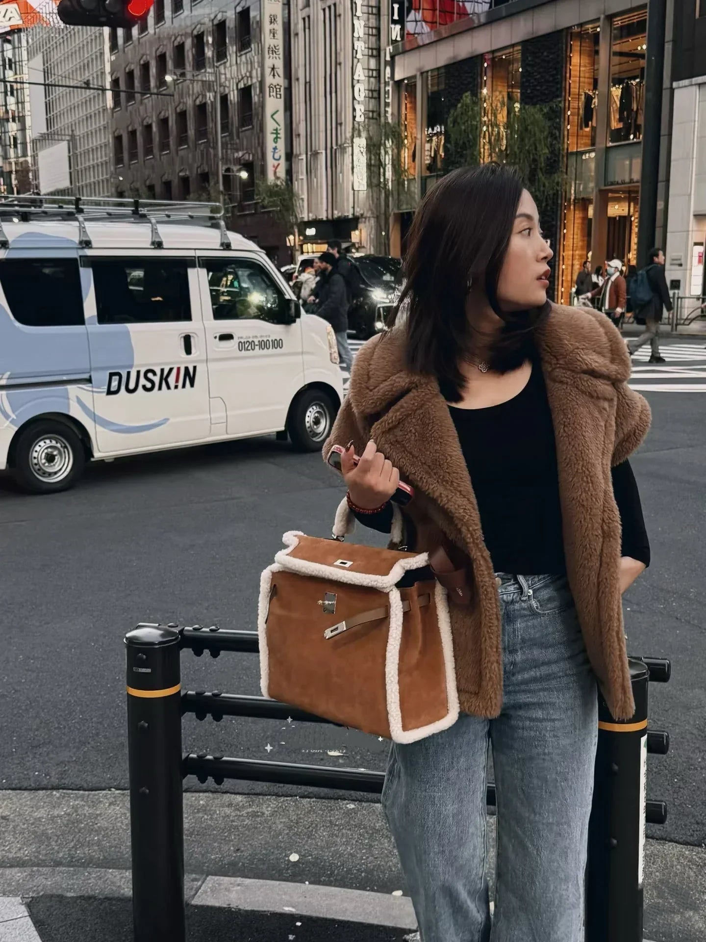 Kelly Shearling and Ebene Barenia Palladium Hardware