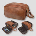 Vintage Leather Multi-Pocket Travel Toiletry Bag