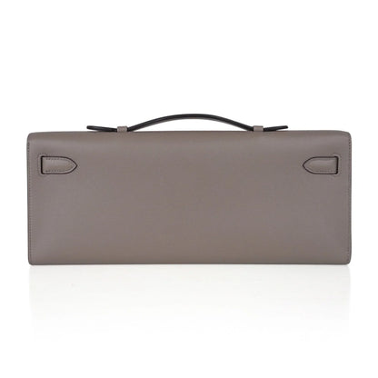 Kelly Cut Bag Gris Asphalte Gray Clutch Swift Gold Hardware