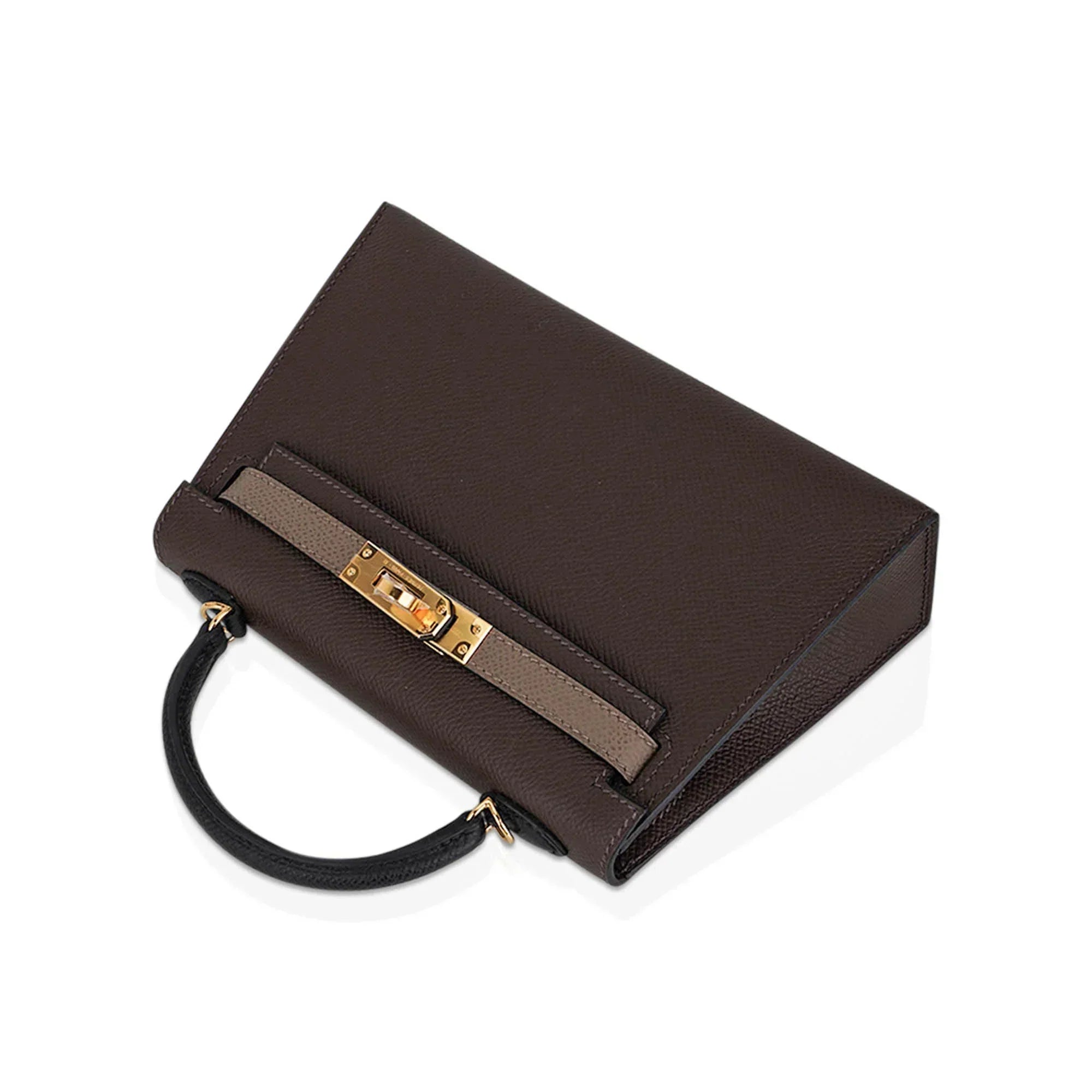 Special Order HSS Mini Kelly 20 Sellier Bag Ecorce Etoupe and Black with Gold Hardware