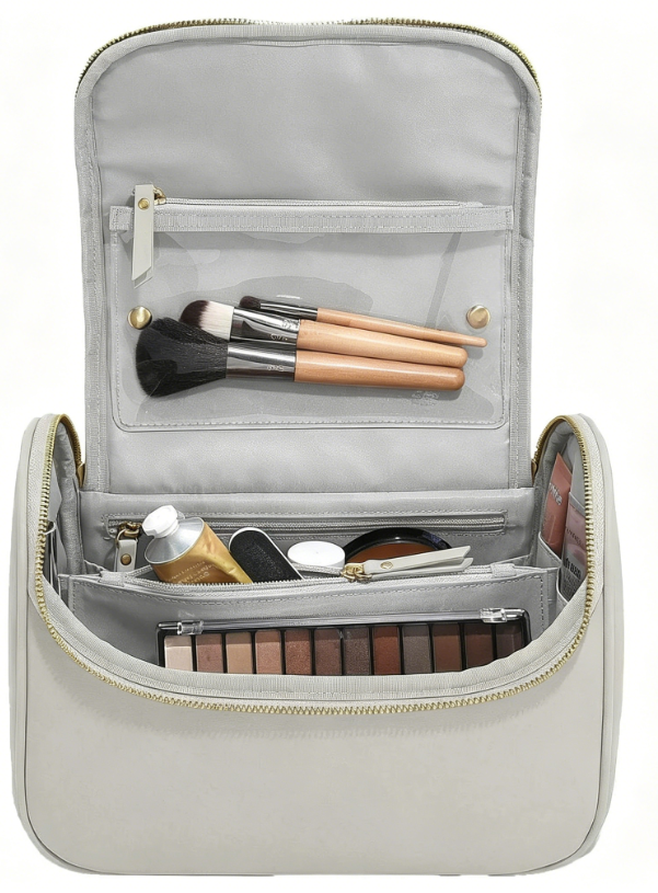 Quilted Multi-Compartment Travel Cosmetic Bag