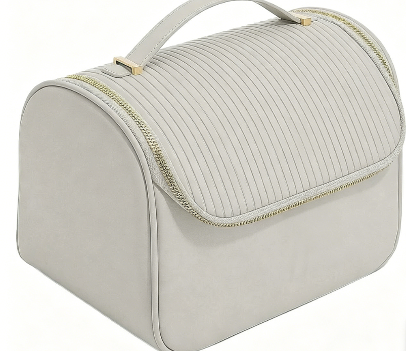 Quilted Multi-Compartment Travel Cosmetic Bag