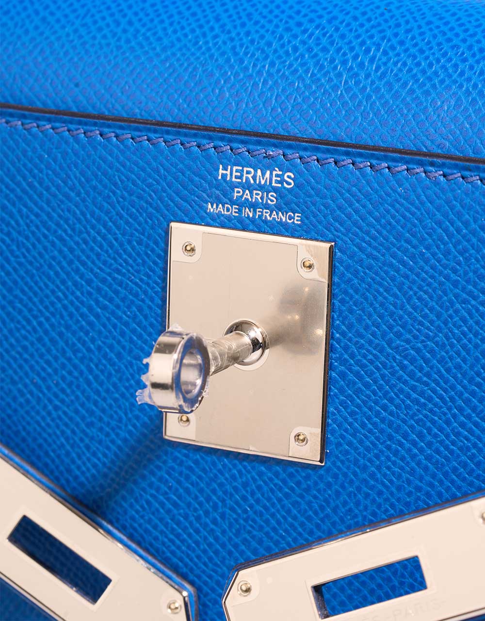 Kelly 2nd-Generation Epsom Blue Royal Palladium Hardware