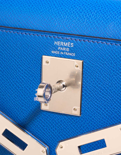 Kelly 2nd-Generation Epsom Blue Royal Palladium Hardware
