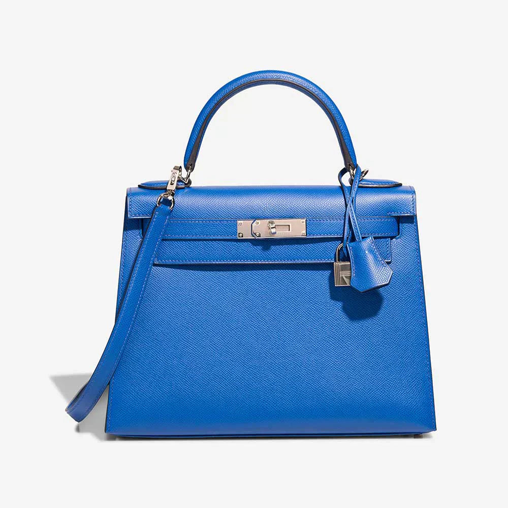 Kelly 2nd-Generation Epsom Blue Royal Palladium Hardware