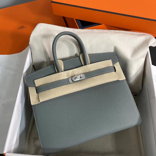 Birkin 25 Sellier 63 Vert Amande Epsom Silver Hardware
