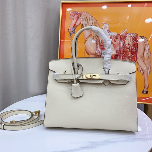 Birkin Style 25/30 Sellier in Craie Epsom Leather (Gold Hardware)