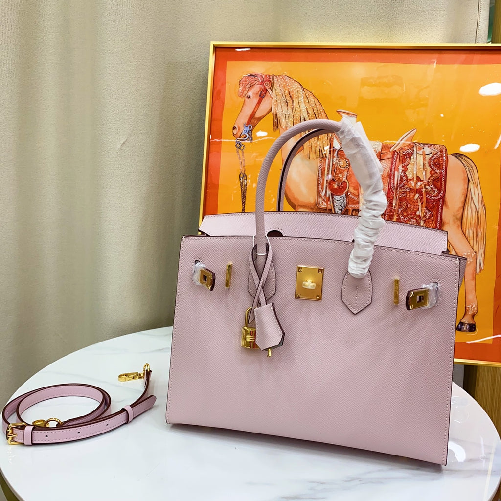 Birkin Style 25/30 Sellier in Rose Sakura Epsom Leather (Gold Hardware)