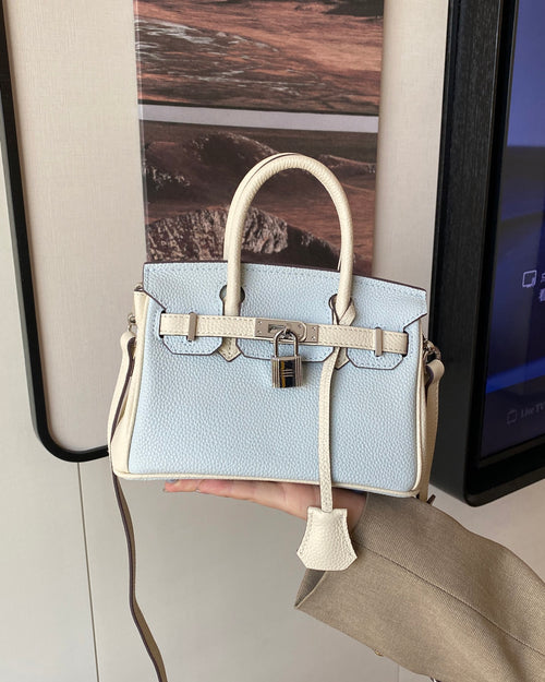 Birkin 25/30 Retourne Bi-Color in Bleu Brume and Craie Togo Leather (Palladium Hardware)