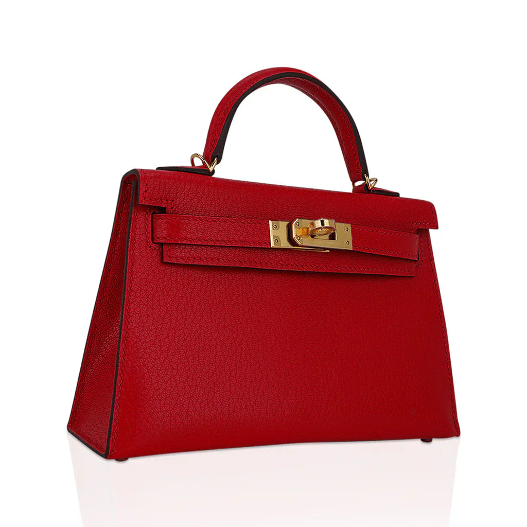 Kelly Sellier 20 Mini Rouge de Coeur Bag Chevre Leather Gold Hardware