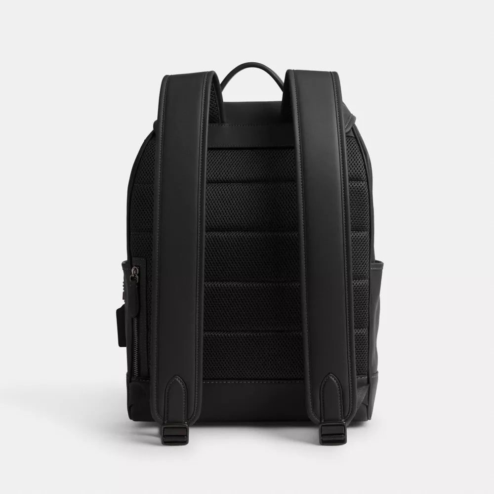 Sleek Leather Flap Backpack with Multi-Compartment Design