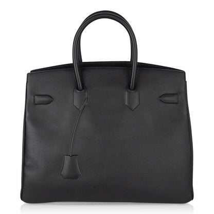 Shadow Birkin 35 Bag Limited Edition Black Swift Leather New