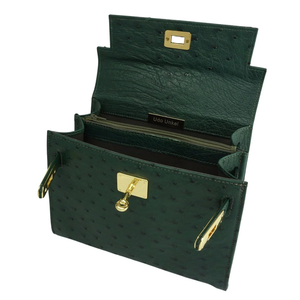 Kelly 25 Vert Ostrich Leather Ostrich Grain Texture Gold Hardware