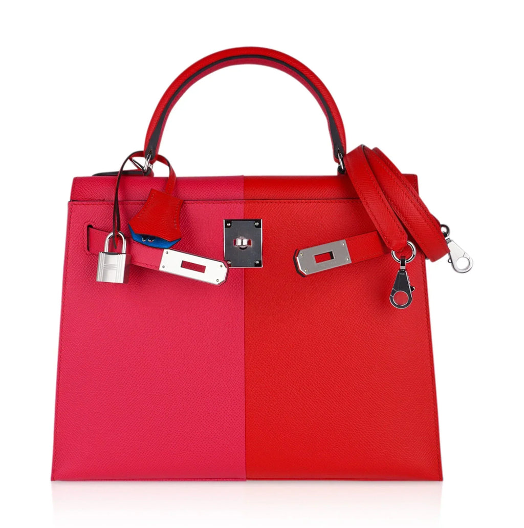 Kelly 28 Casaque Sellier Bag Rouge de Coeur/Rose Extreme Limited Edition