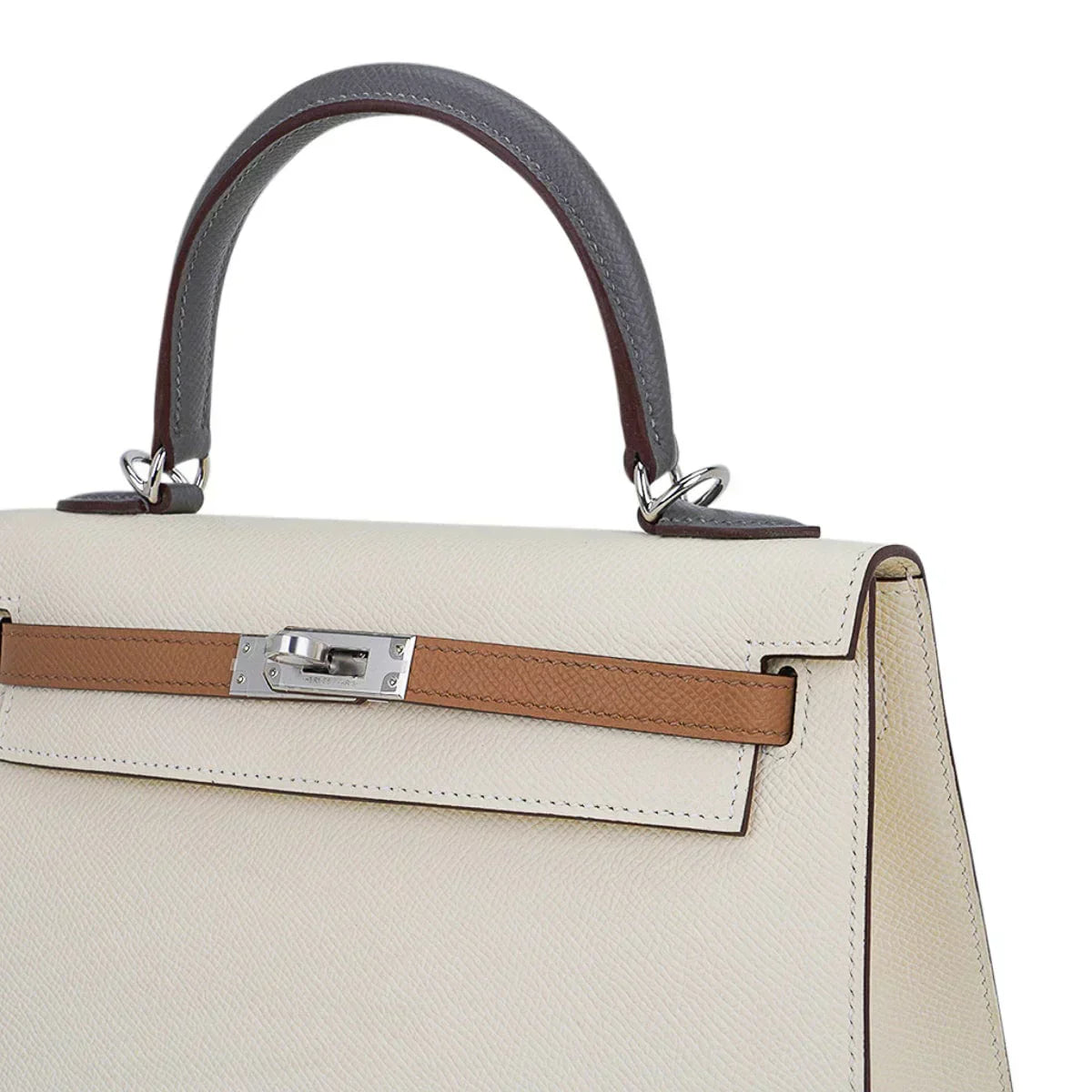 Kelly Sellier 25 Bag Nata Chai & Gris Meyer Epsom Leather with Palladium Hardware