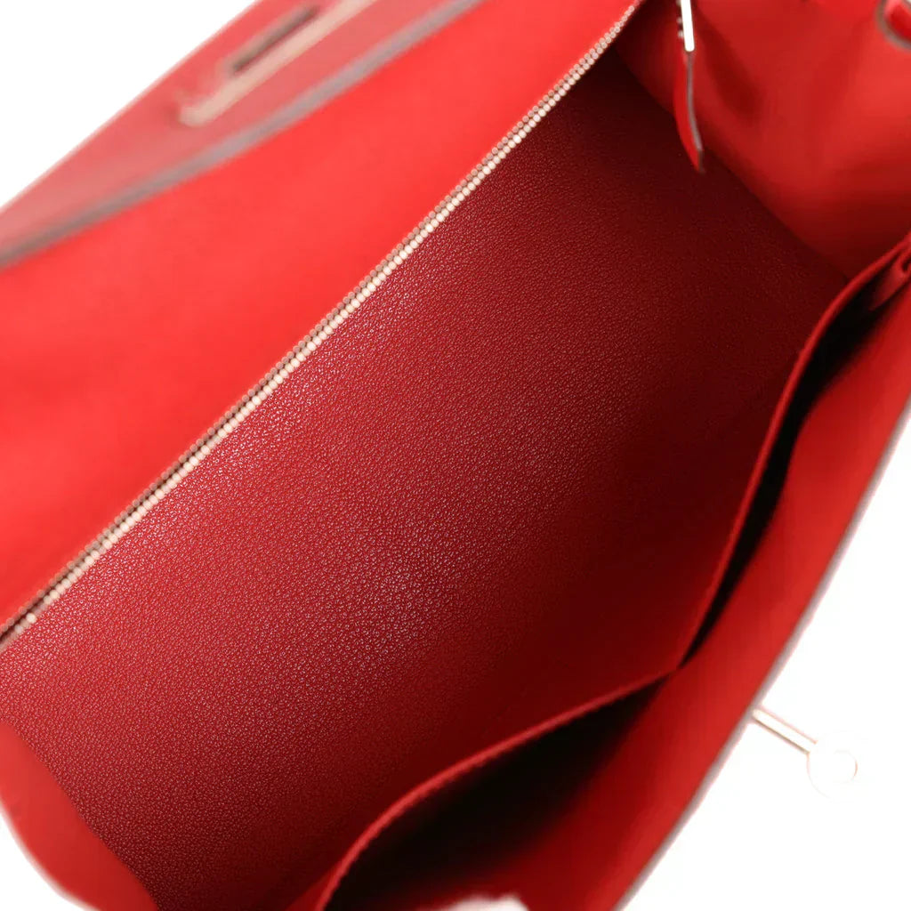 Kelly Sellier Rouge Tomate Epsom Palladium Hardware